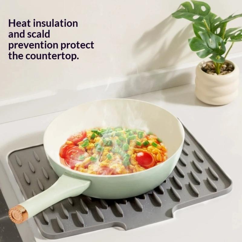 Silicone Drain Mat Waterproof Built-in Drainage Design 1Pcs Heatproof Pad for Kitchen Sink Countertop Under Dish Rack
