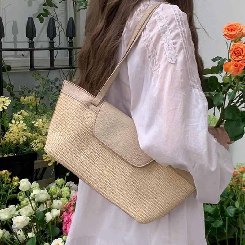 Summer Straw Woven Women Tote Bag Casual Lage Capacity Female Shoulder Bag New Fashion Luxury Designer Handbags