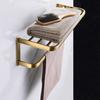 European Retro Copper Bathroom Shelf and Towel Rack in Antique Style