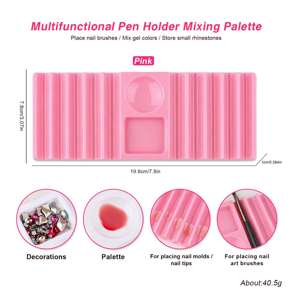 Nail Art Palette Pen Holder Desktop Storage Rack Nail Mold Tray Glue Mixing Pen Holder Color Palette Manicure Tools