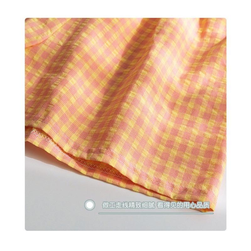 Summer Home Checkered Small Floral Shorts Thin Fresh Sports High Waist Thin Wide Leg Loose Casual Pajama Pants Women