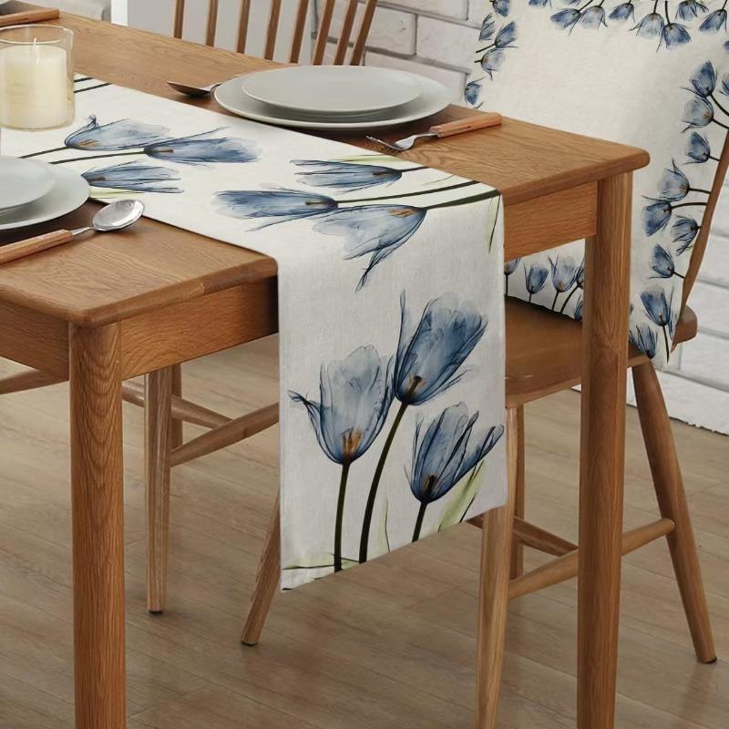 1PCS Spring Flowers, Tulips, Tablecloths, Tablecloths, Home Fabric Dining Tables, Living Room Counters, Linen Table Flags
