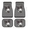 Floor Easy Protective Car for Kei and Standard Set of 4 Kuromi-chan Mats, Waterproof, Washable, Anti-Slip, Stain-Resistant, Customizable,
