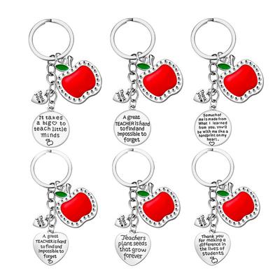 Key Chain Exquisite Letter Print Stainless Steel Thanks Teacher Key Ring Holder Women
