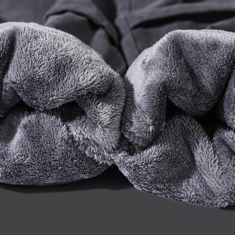 ROMON Men's Fleece-Lined Straight-Leg Casual Trousers