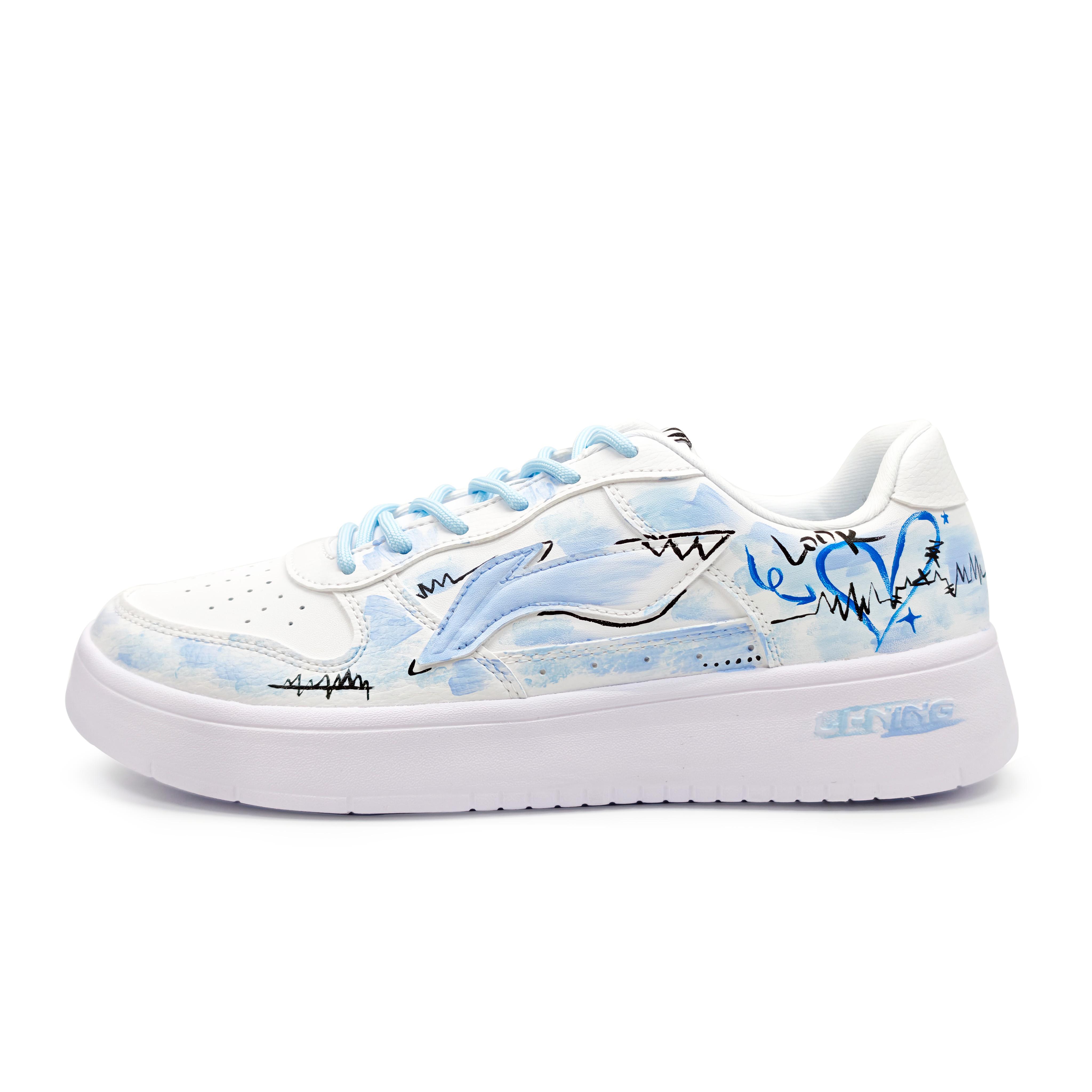 

Li Ning Floating Boat Cushioning Lightweight Height Increasing Low top Skateboard Shoes Unisex White Blue AGCS419-1(team888-) 35.5