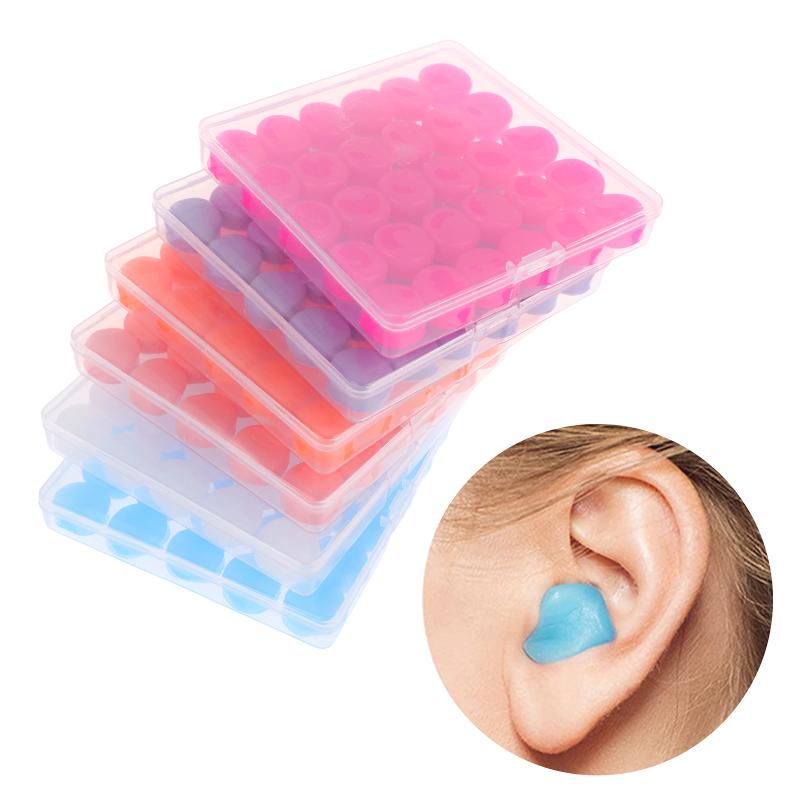 30Pcs Silicone Ear Plugs Reusable Earplugs For Sleeping Swimming Traveling Working Studying Noise Reduction Flexible Ear Plugs