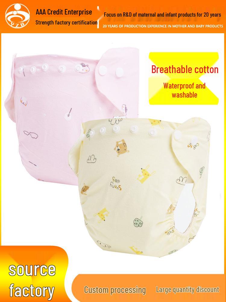 Waterproof Cotton Baby Diaper Pants - Breathable, Leakproof, Washable Snap-On Training Pants for Newborns and Infants