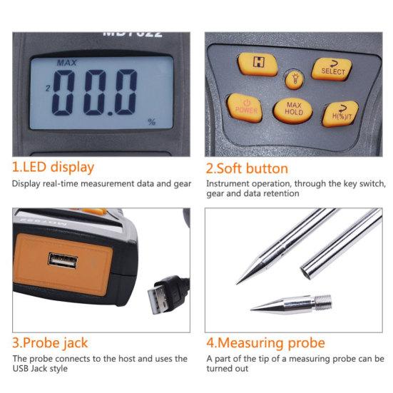 MD7822 Digitales Getreide-Mais-Reis-Feuchtigkeits-Temperaturmessgerät LCD-Feuchtigkeitstester