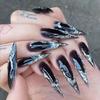 Dark Spicy Girl Long Pointed False Nails - Hot Silver Wearable Manicure
