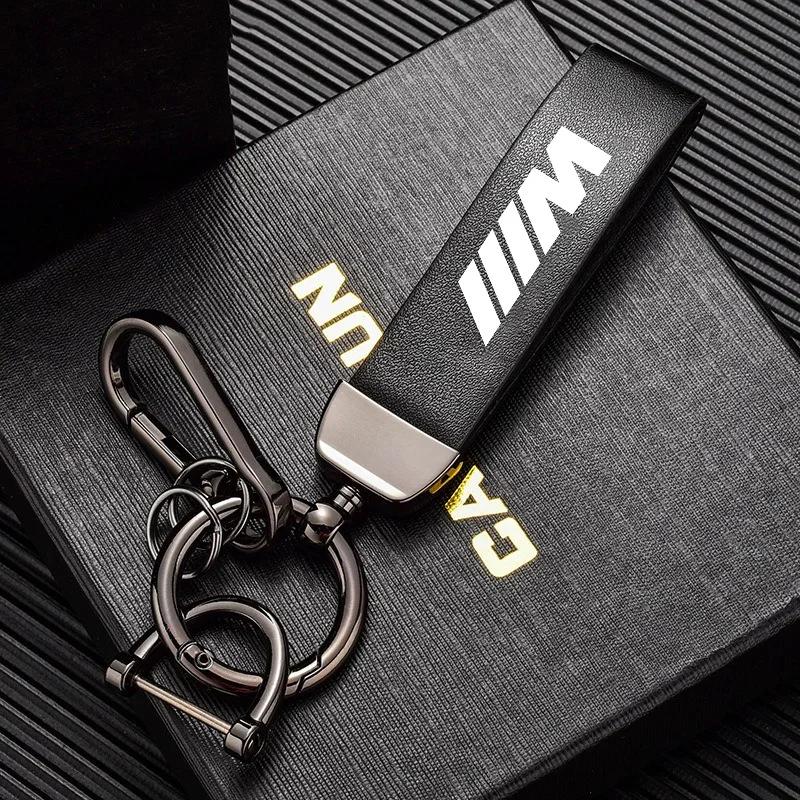 

New Creative Car Keychain Ring Vintage PU Leather Zinc Alloy Car Key Chain For BMW M Power Performance E46 e39 E90 E36 E60