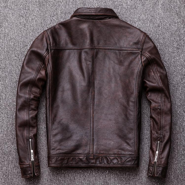 Retro Erstschicht Gelbes Rindsleder Echtleder Herren Motorrad Distressed Lederjacke