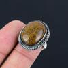 Natural Plume Agate Elegant Solitaire Ethnic Ring Size 8.5 925 Sterling Silver