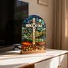 Acrylic Catholic Statue Desktop Decoration Religious Gift for Home Church Display Feature High Transparency Durable Portable Construction
