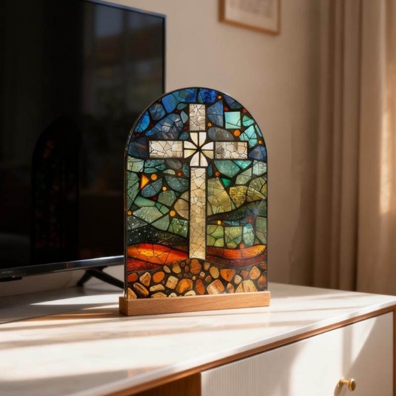 Acrylic Catholic Statue Desktop Decoration Religious Gift for Home Church Display Feature High Transparency Durable Portable Construction