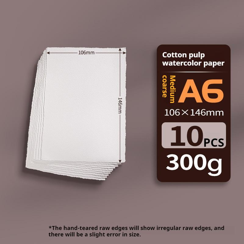 

BORRENCE Watercolor Painting Paper A4/A5/A6 Watercolor Paper Sketchbook Rough Edge 300gsm 10 Sheets Water Color Paper Postcard