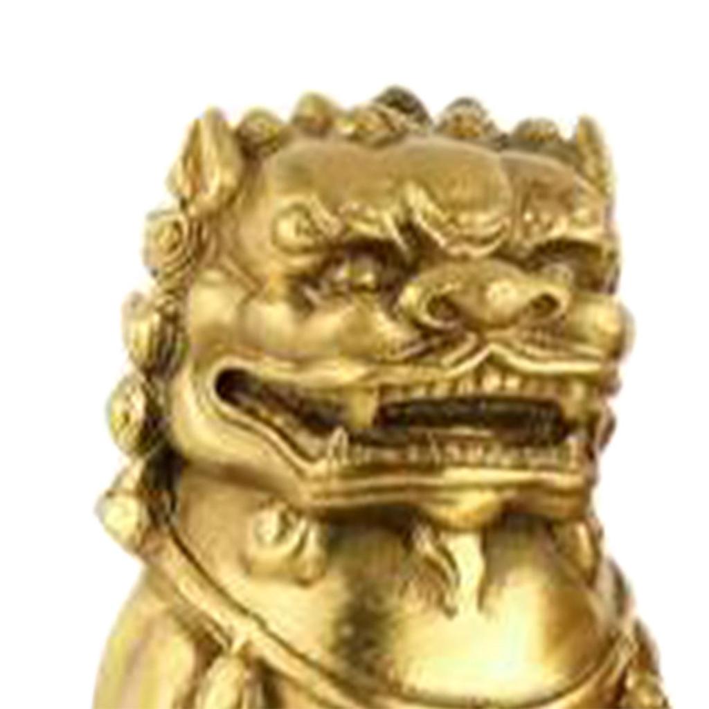 2 Stück Fu-Hund Wächterlöwen Figuren Glück Handwerk Schreibtisch Sammlung Mehrzweck für Banken Harz Feng Shui Ornament