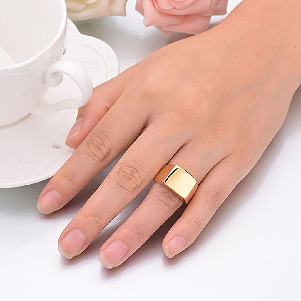 Mode Männer Edelstahl Plain Square Hochzeit Finger Ring Band Punk Schmuck