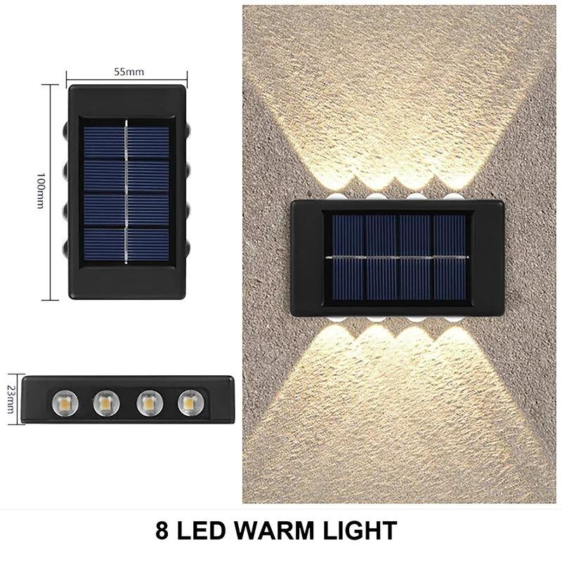 Solar Wall Lamp Outdoor Waterproof Up & Down Lighting Solar Fence Lights Solar Powered Garden Yard Decorative Wall Lights