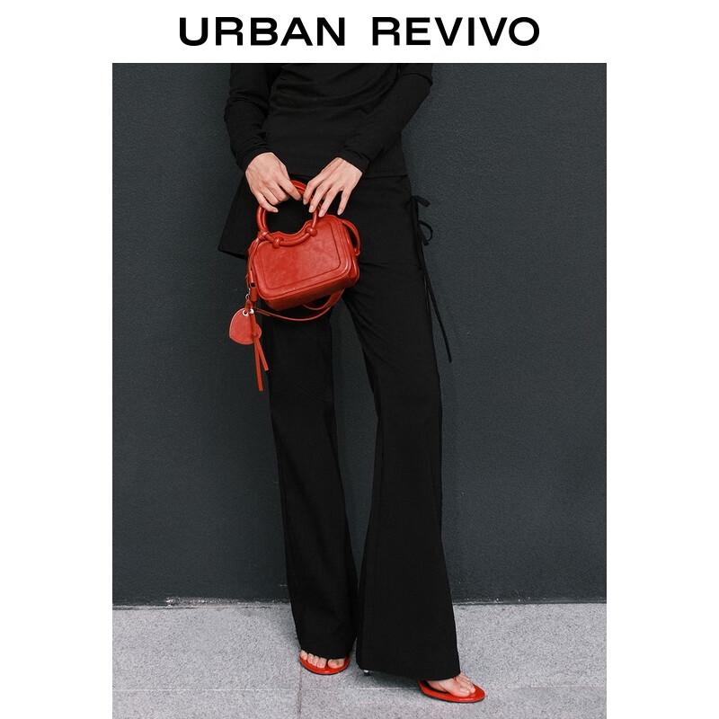 UR Women's High-Waist Slim Flared Pants with Lace-Up Detail