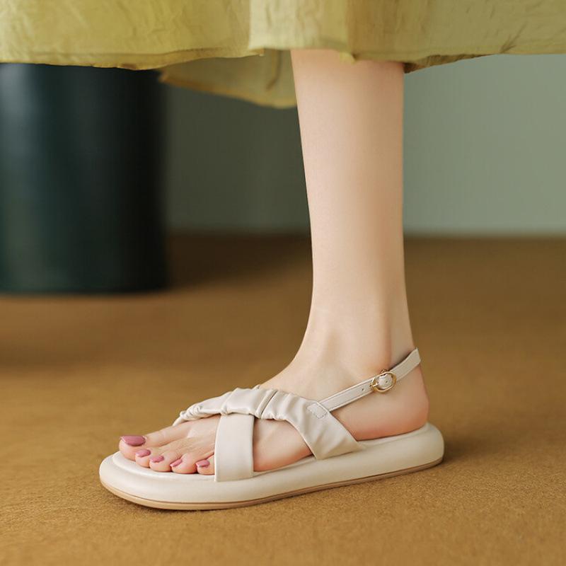 

Летние повседневные сандалии на платформе, женские, студенческие, с круглым носком, с пряжкой, резиновая мягкая подошва, обувь больших размеров, новые сандалии-елочки для девочек 39