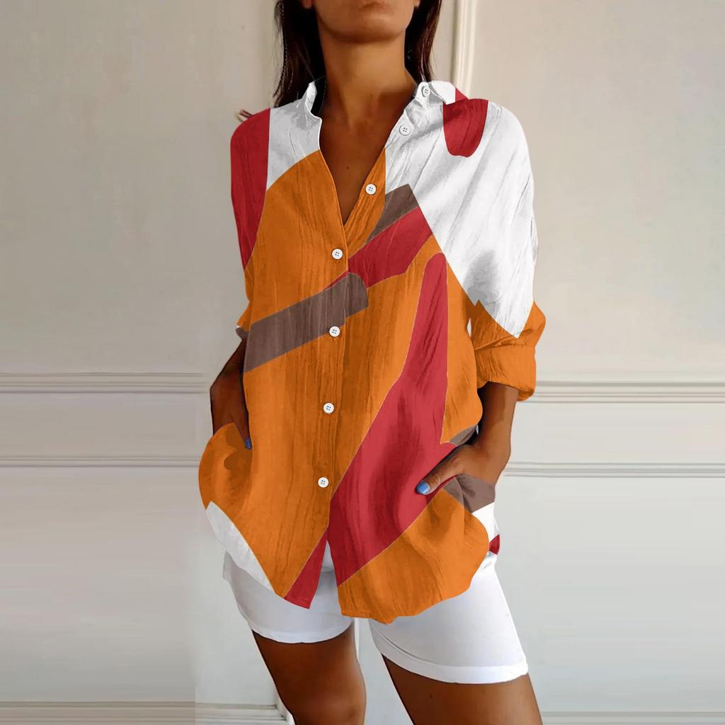 Womens Button Down Shirts Cotton Linen Long Sleeve Dress Shirts Casual Summer Tops Work Blouses
