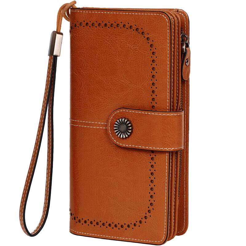 VINEY Women's Light Luxury Long Cowhide Wallet