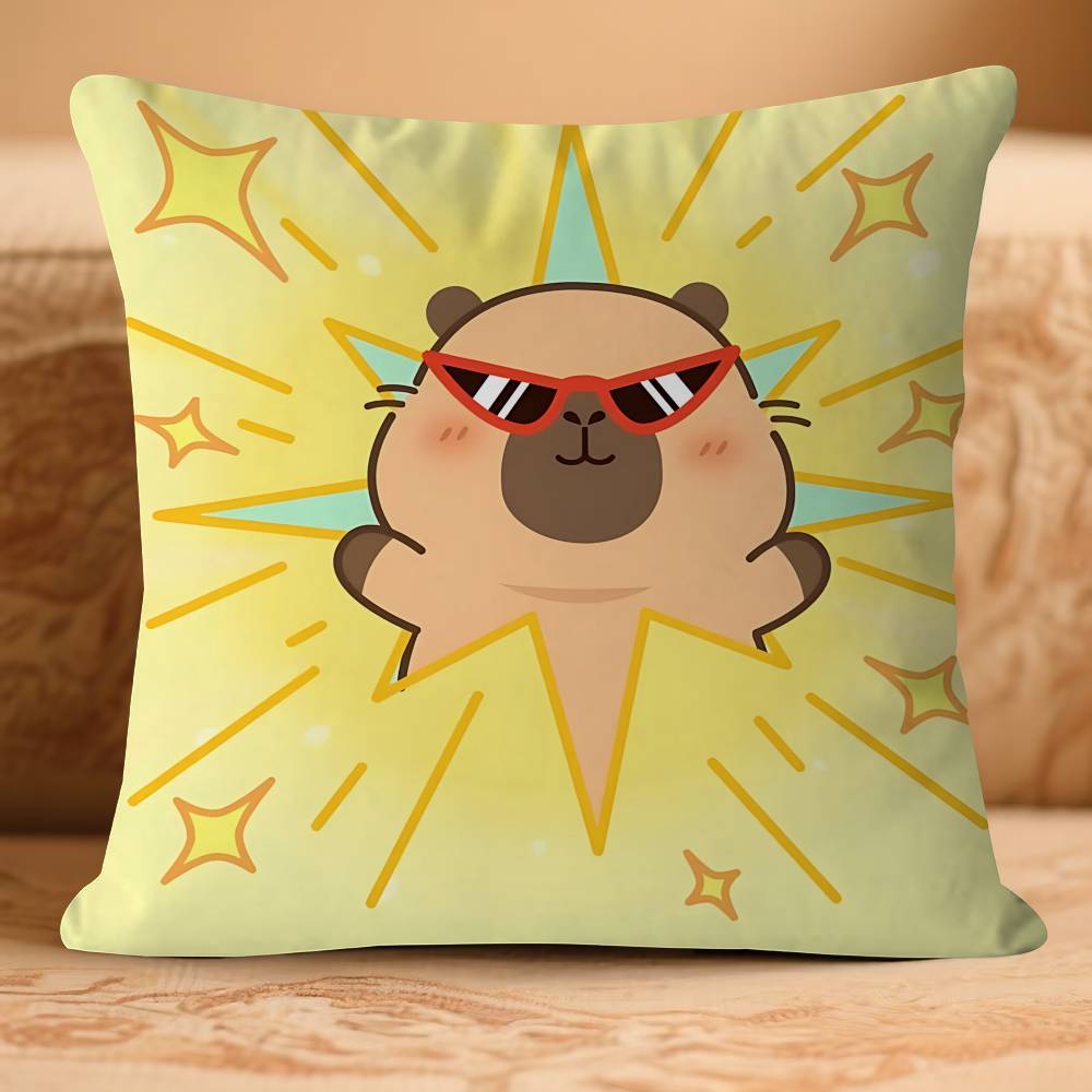 Cute Anime CapybaraS Pillow Case Removable Washable Cushion Cover – All-Season Soft Linen