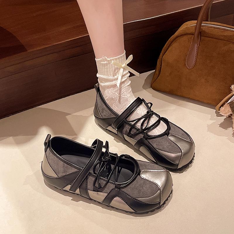 Stylish and comfortable silver Mary Jane single shoes women's new autumn casual ballet