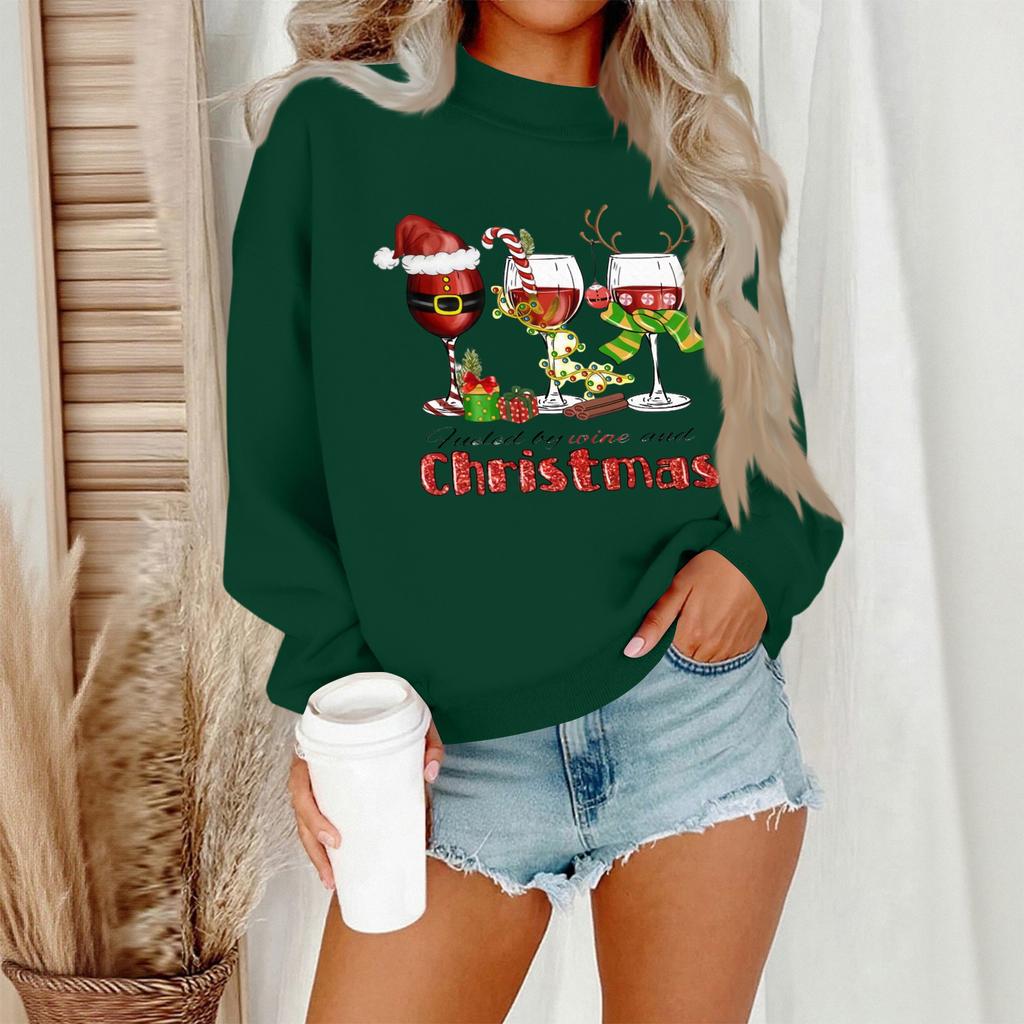 Women's Casual Fashion Round Neck Long Sleeve Christmas Printed Sweatshirt