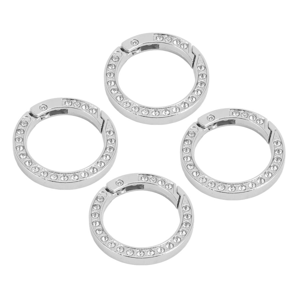 10 szt. Pierścienie O z cyrkoniami, sprężynowe, DIY, okrągłe, z karabińczykiem zatrzaskowym, elastyczne, metalowe, sprężynowe pierścienie O do plecaków, breloków