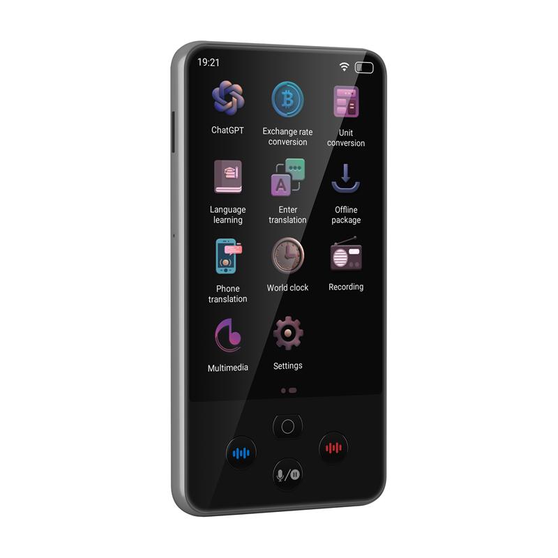 S85 Pro Traduttore Audio Portatile 138 Lingue Registrazione Intelligente 19 Offline in Tempo Reale ChatGPT AI Voce Foto Traduzione di Gruppo nero