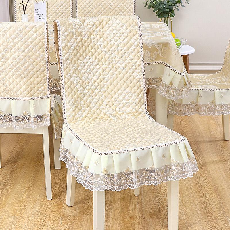 1pcs European Style Countryside Embroidery Dining Chair Covers Quilted Anti Slip Lace Ruffle Edge Chair Cushion Home Restaurant Fabric Decoration