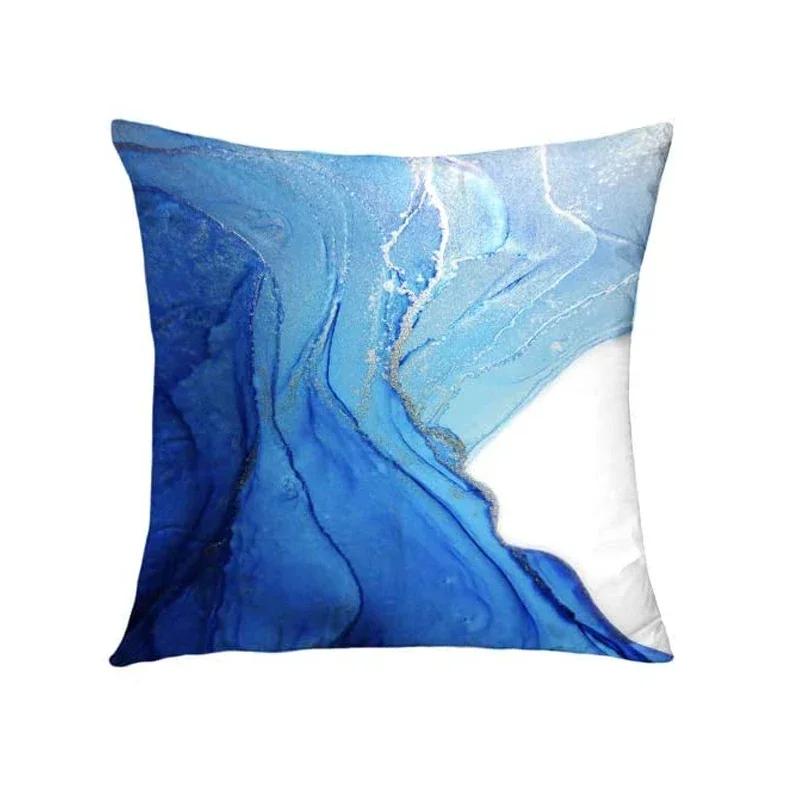 Modern Abstract Cushion Cover Gray Blue Teal Agate Marble Hug Gold Foil Pillow Cover Home Decor Pillowcase Sofa Throw Pillows