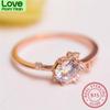 Female Crystal Stone Round Bridal Wedding Occasion Rings Rose Gold Tone Dainty Thin Finger Ring  Color Rings Minimalist Women Fine