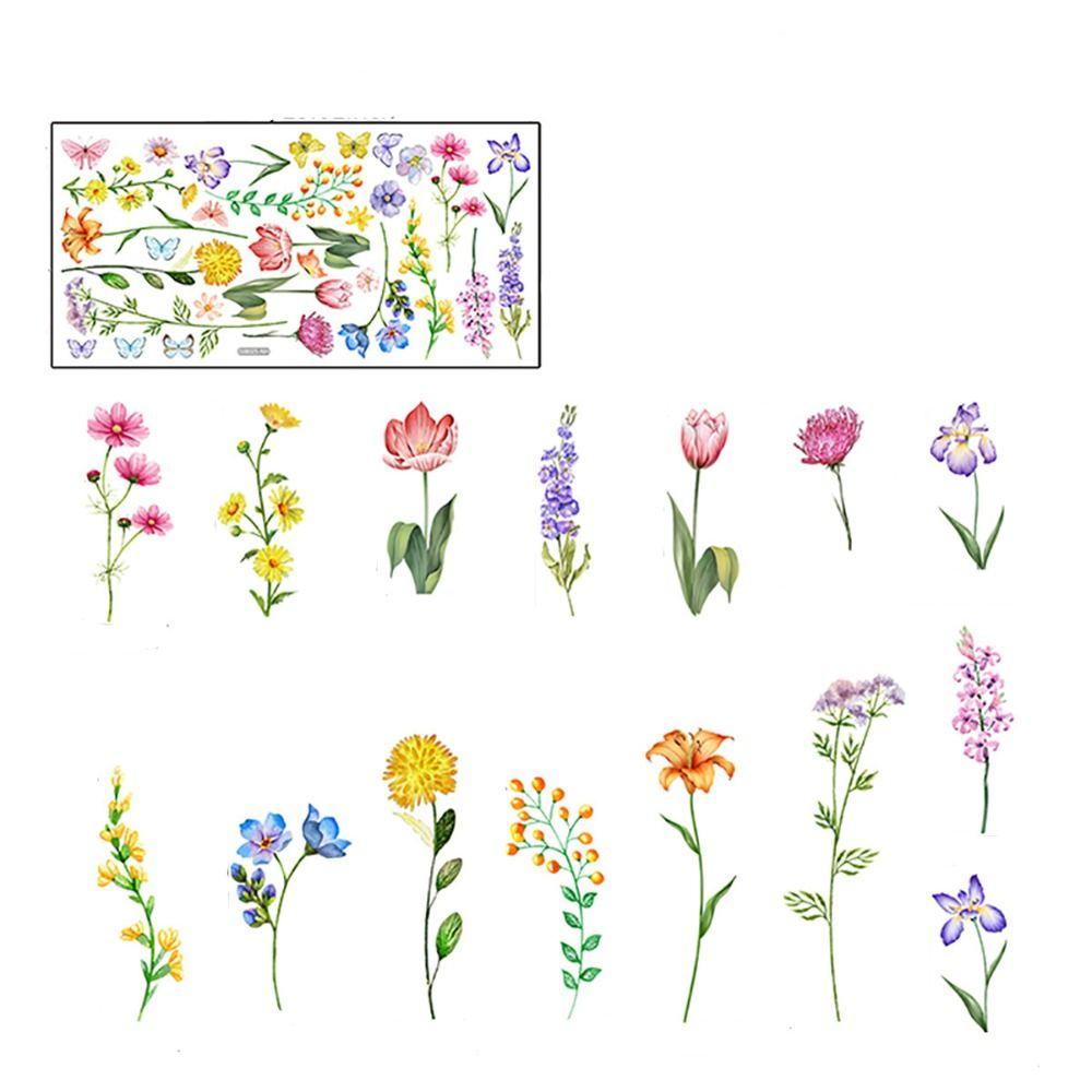 Self-adhesive Flowers Butterfly Wall Stickers Beautiful Background Decor Decals Living Room