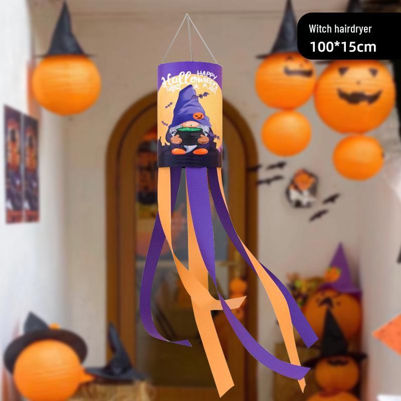 Halloween Outdoor Hanging Decorations: Pumpkin & Ghost Wind Sock Flags