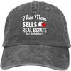 Real Estate Mom Baseball Cap Washed Cotton Adjustable Casual Distressed Dad Hat for Women