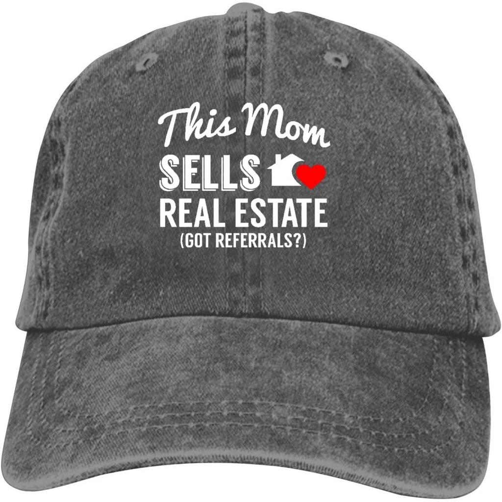 Real Estate Mom Baseball Cap Washed Cotton Adjustable Casual Distressed Dad Hat for Women