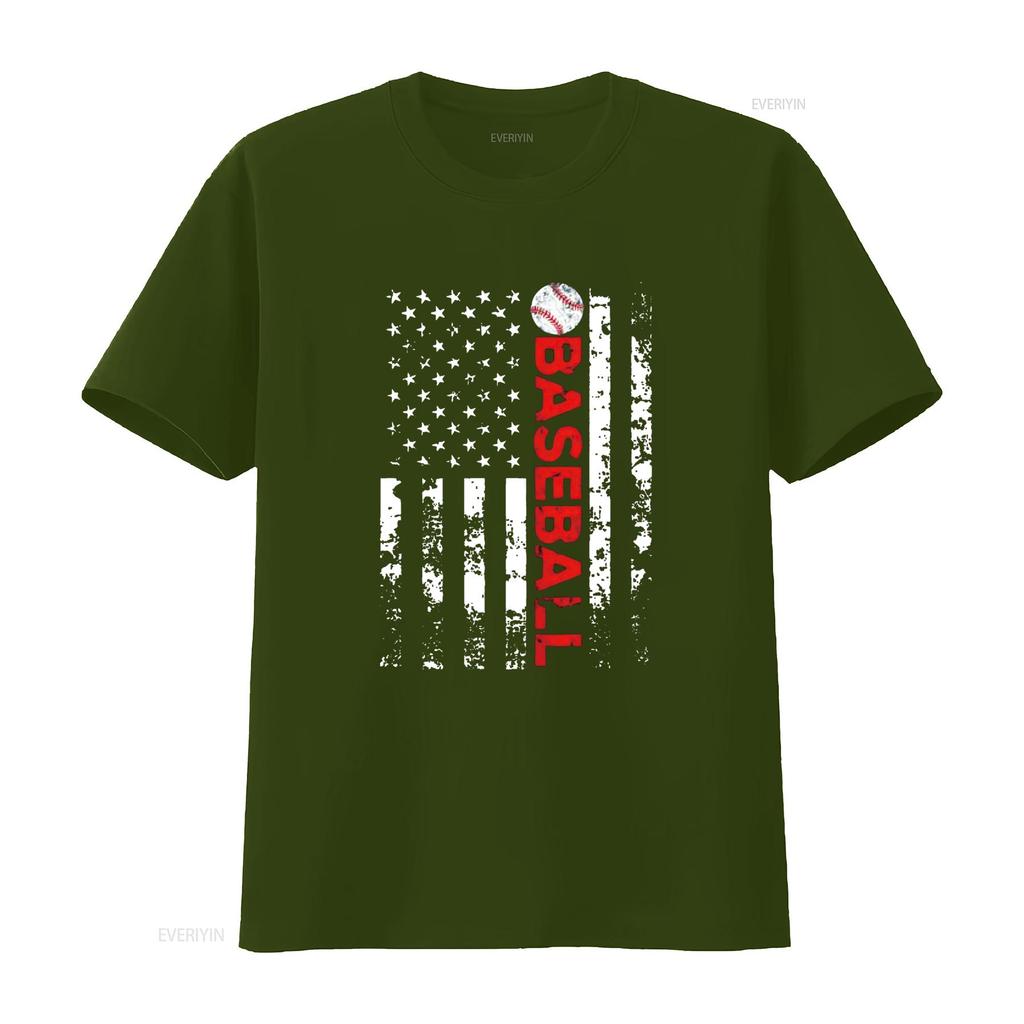 Womens T Shirt American Flag Baseball Team Casual  Tops Black Large Vintage Washed Unisex Soft Fashion Stylish Streetwear