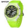 SANDA Military Men Sport Watch Stopwatch Alarm Countdown LED Light Digital Watches 50M Waterproof Dual-Display Quartz Wristwatch