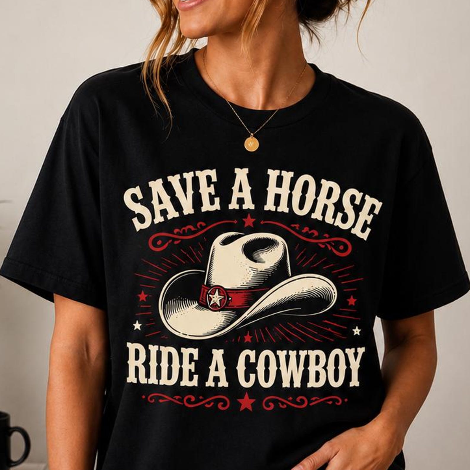Save A Horse Ride A Cowboy Shirt, Western Cowgirl Tee, Country Concert Shirt, Rodeo Graphic T-Shirt, Cowboy Hat Shirt, Funny Country Tee XL