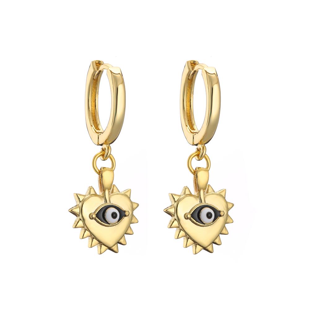 HECHENG,Small Rhinestone Evil Eye Plam Earrings,Hoop Huggie Earrings For Women,Trendy Circle Zircon Gift