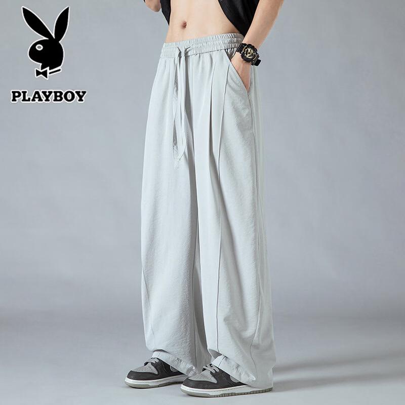 PLAYBOY Men s Summer Ice Silk Quick-Dry Curved Casual Pants M