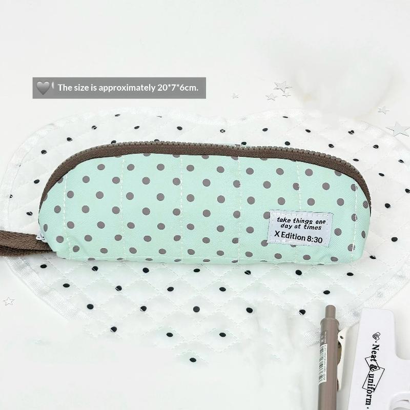 Polka Dot Pencil Case Korean Style Handheld Pen Bag Large Capacity Portable Stationery Bag Back To School Gift