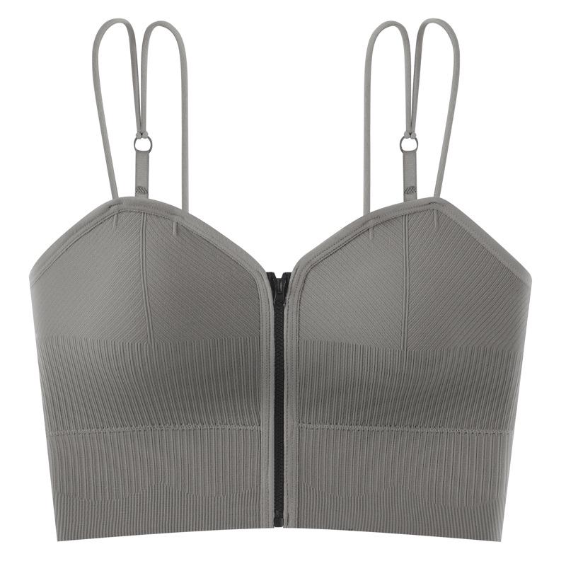 Trendy Zipper Back Tank Top with Chest Pads - Women's Bandeau Bra