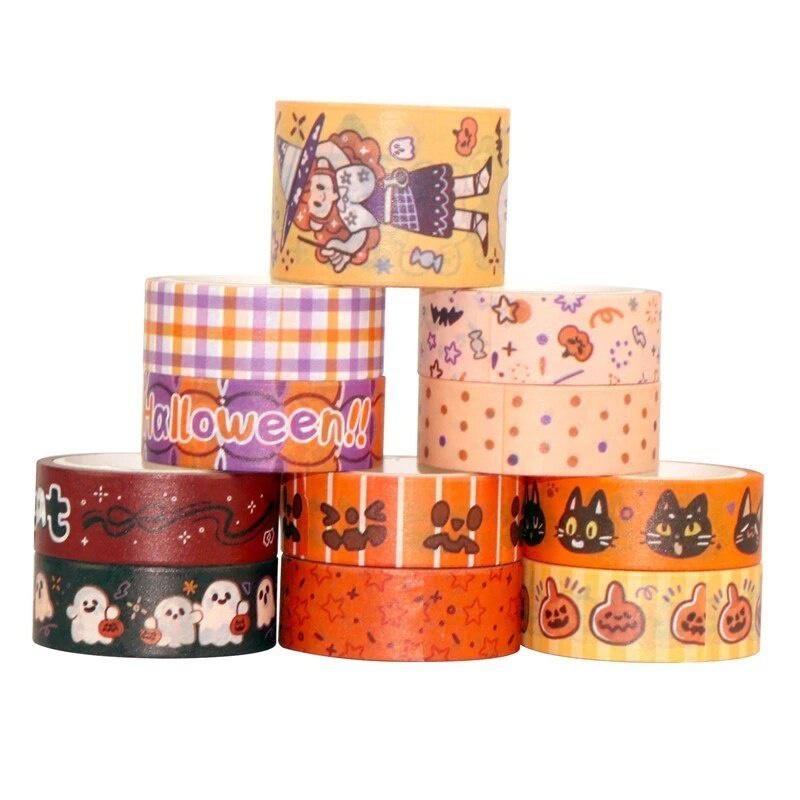 11 Rolls Halloween Bronzing Festival Washi Tape Set DIY Hand Account Border Decoration Halloween Festival Adhesive Masking Tape