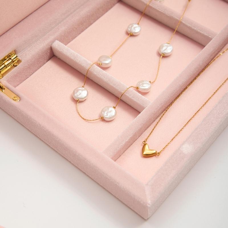 Double Layer Pearls Necklace Adjustable Length Stainless Steel Neck Jewelry For Women Fashion Accessories