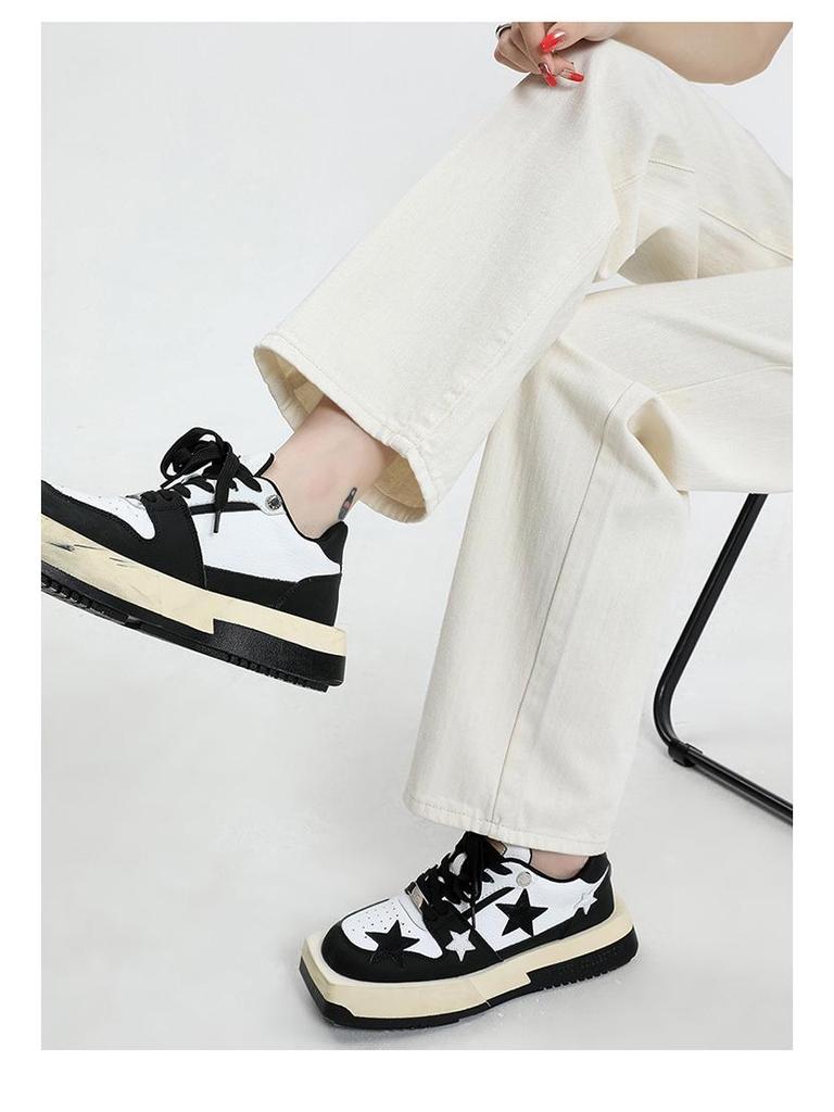 Women's High-Waist White Wide-Leg Jeans - Slim, Straight, Floor-Length, and Loose Fit for Spring & Autumn 2025