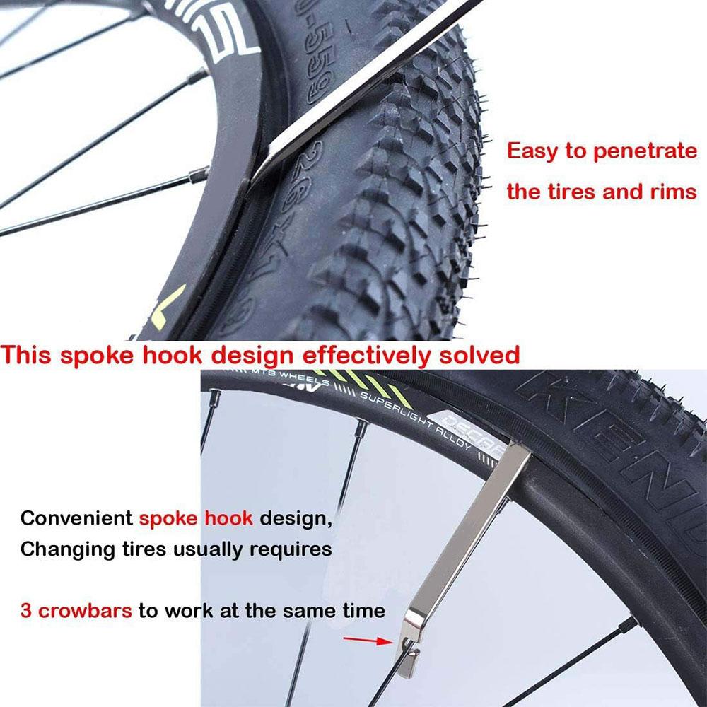 3Pcs Bicycle Tire Lever Premium Hardened Stainless Steel Levers To Repair Bike Tube,Cycling Tire Repair Tool